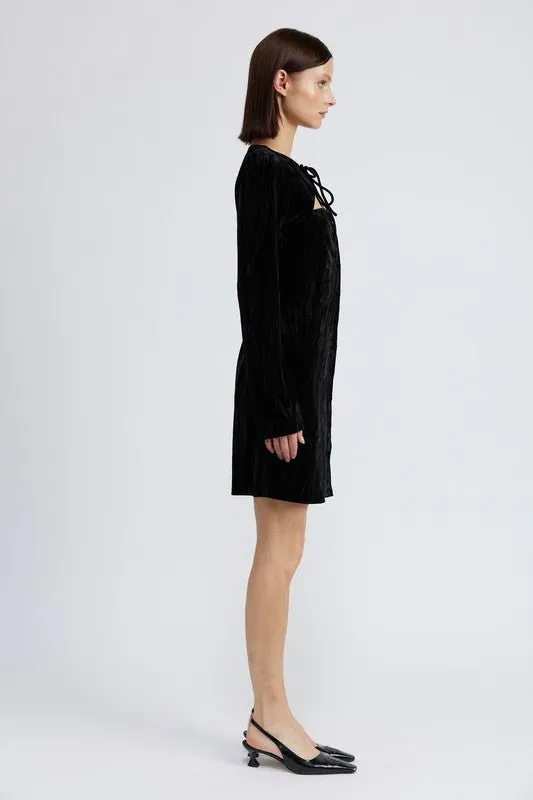 Long Sleeve Velvet Mini Dress