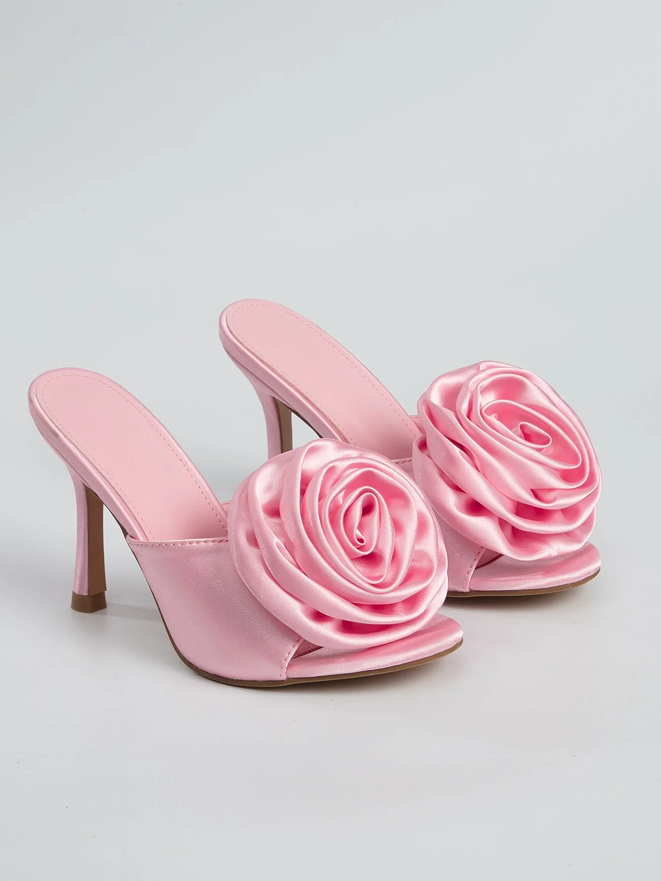 Low Cut Shoes Open Toe Floral Stiletto Heel Sandals
