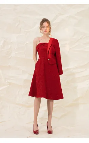 Luxury designer retro vintage pearl sling tweed dress - Uiek