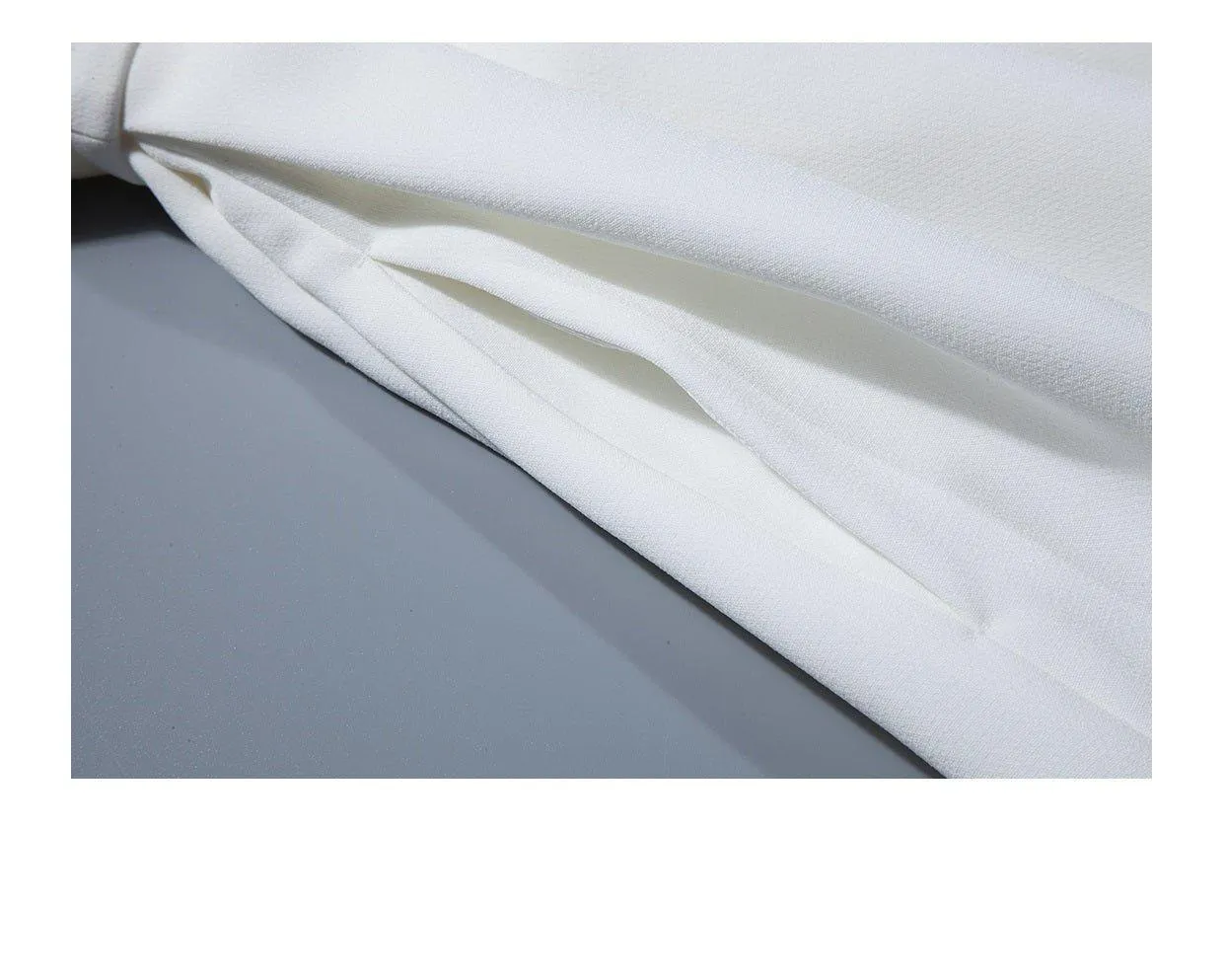 Luxury French retro elegant white midi wedding texture backless dress - Stila