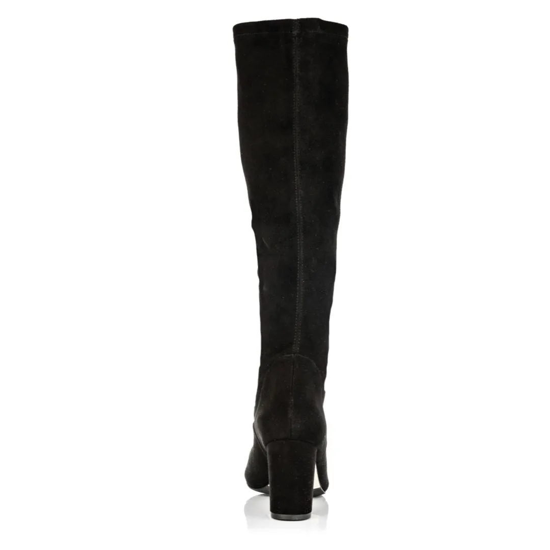 Lydia Extra-Wide Fit Knee High Boots - Black Suede