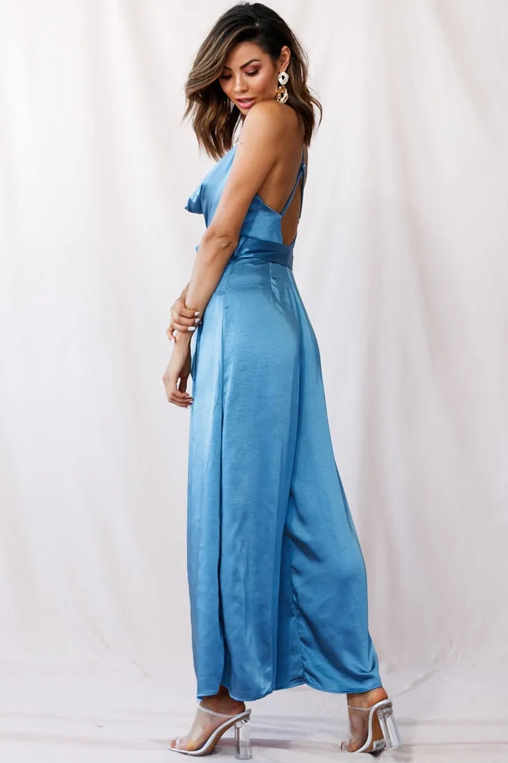 Mali Wide Leg Belted Jumpsuit Midnight Blue
