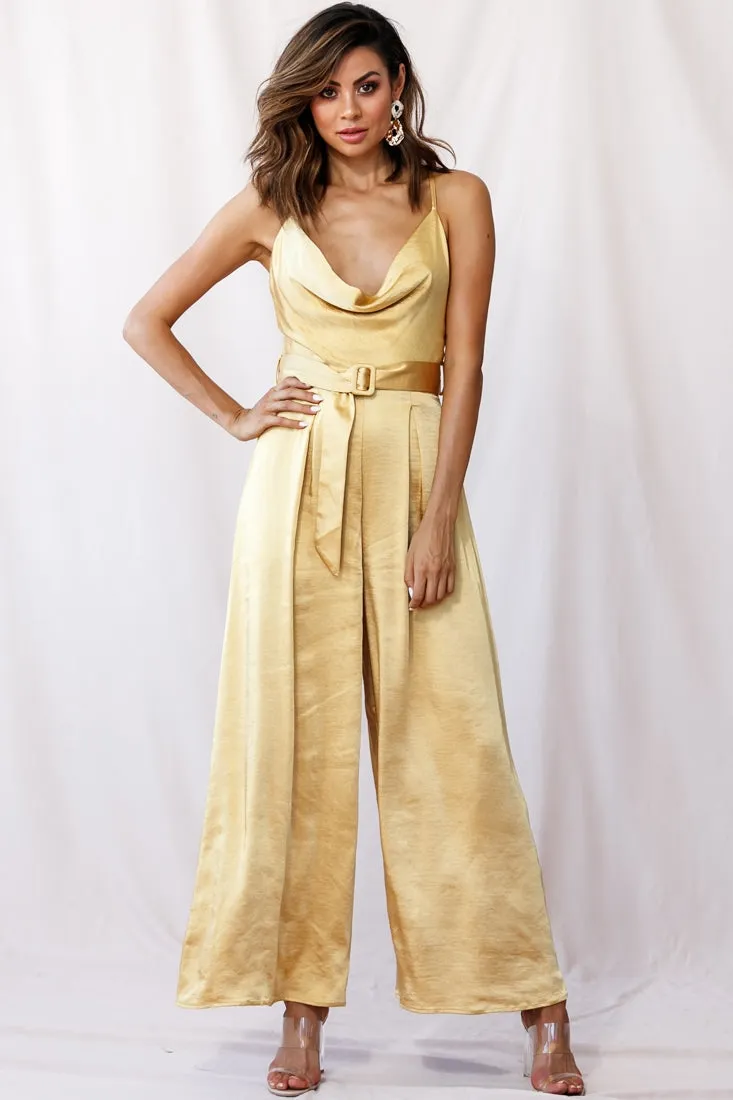 Mali Wide Leg Belted Jumpsuit Mustard