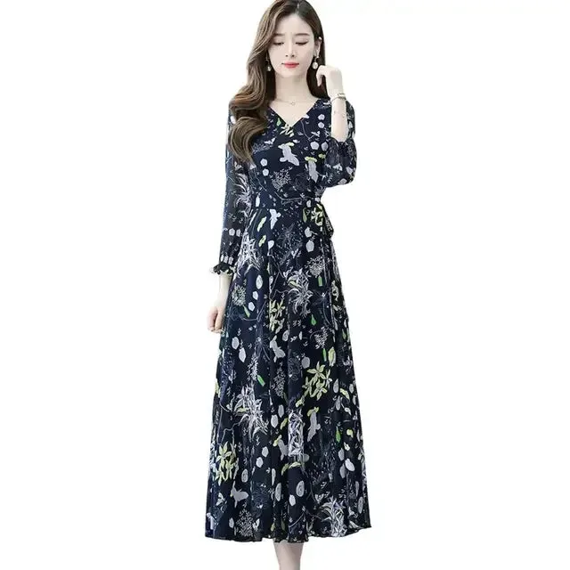 Margot - Chic Floral Print A-Line Dress for Women