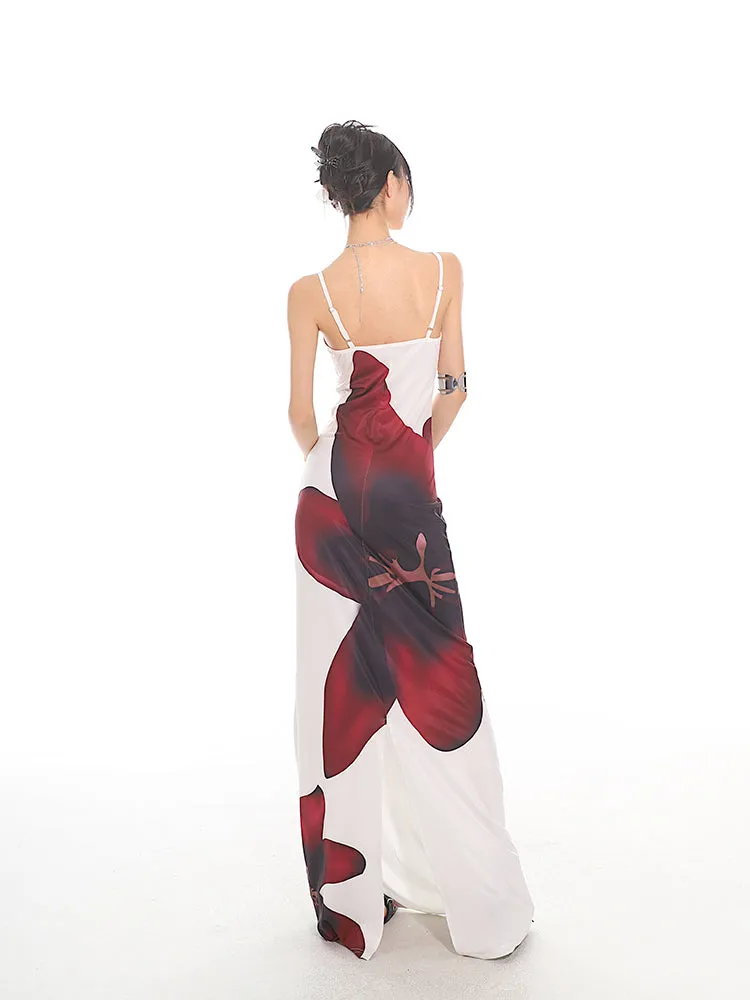 Maxi Floral Sheath Dress with Crisscross Back