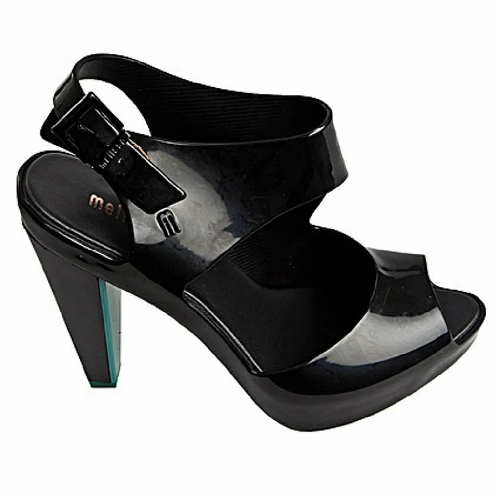 Melissa   Matsuo Estrelicia Peep Toe Jelly Heels with Teal Greel Heel