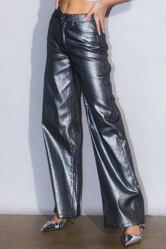 Metallic Wide leg Jeans