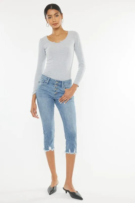 Mid Rise Capri Jeans