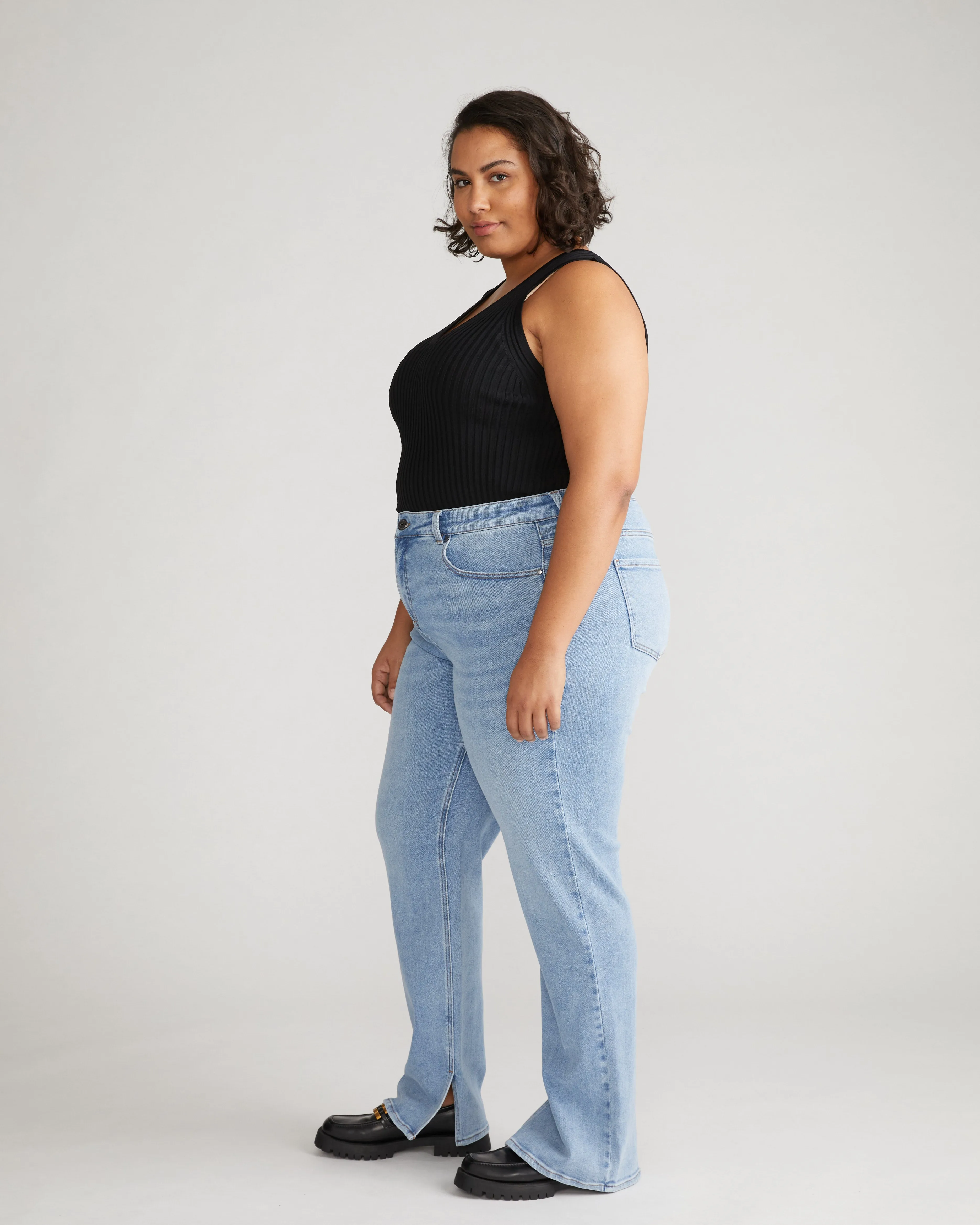 Mimi High Rise Split Hem Jeans 33 Inch - All Blue
