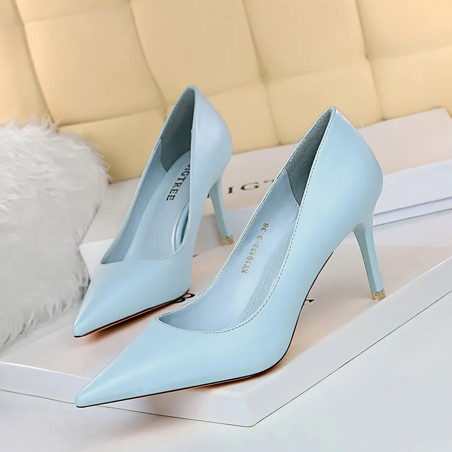 Minimalist slim high heels, women's heel splicing, pointed light top, office women's slim high heels, fashionable women's shoes