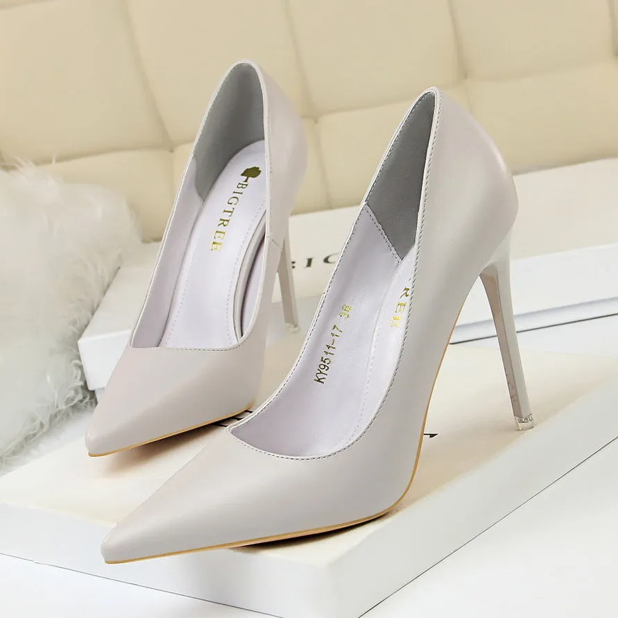 Minimalist slim high heels, women's heel splicing, pointed light top, office women's slim high heels, fashionable women's shoes