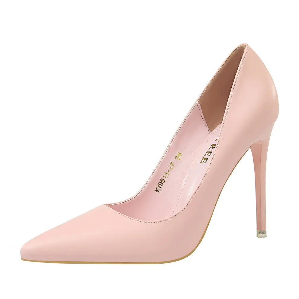 Minimalist slim high heels, women's heel splicing, pointed light top, office women's slim high heels, fashionable women's shoes