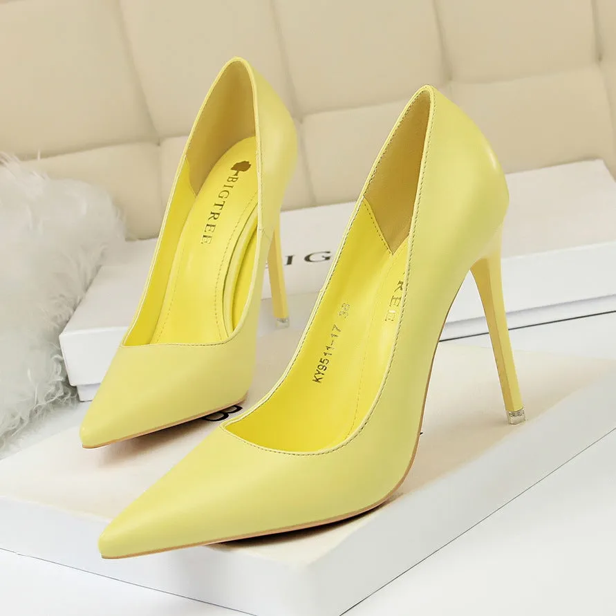 Minimalist slim high heels, women's heel splicing, pointed light top, office women's slim high heels, fashionable women's shoes