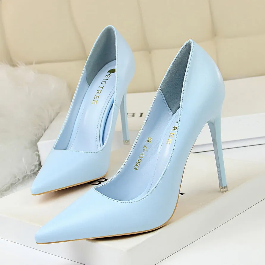 Minimalist slim high heels, women's heel splicing, pointed light top, office women's slim high heels, fashionable women's shoes
