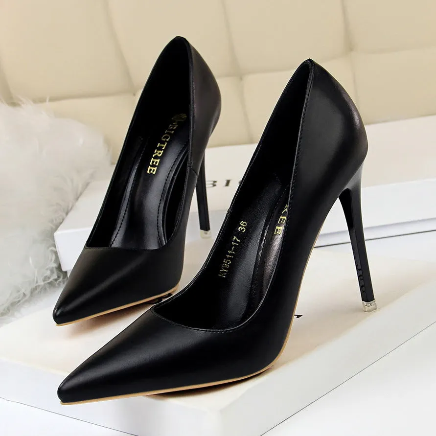 Minimalist slim high heels, women's heel splicing, pointed light top, office women's slim high heels, fashionable women's shoes
