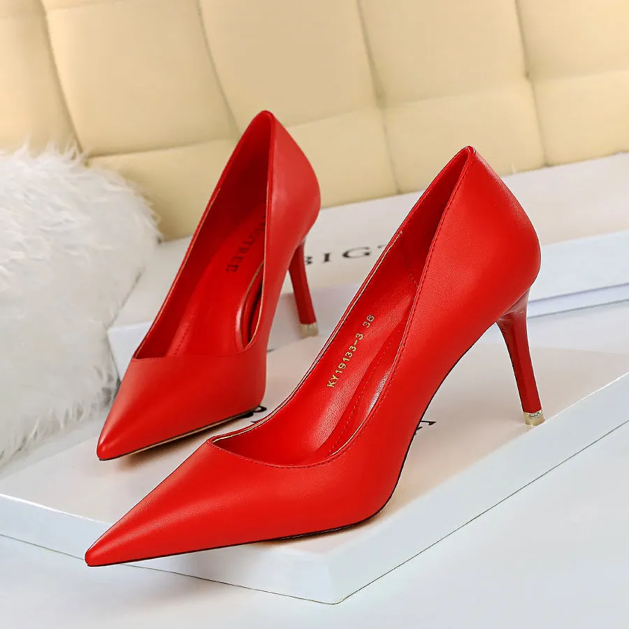Minimalist slim high heels, women's heel splicing, pointed light top, office women's slim high heels, fashionable women's shoes
