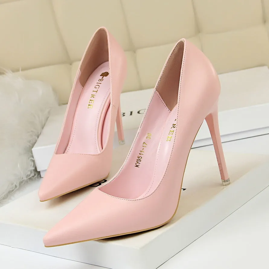 Minimalist slim high heels, women's heel splicing, pointed light top, office women's slim high heels, fashionable women's shoes