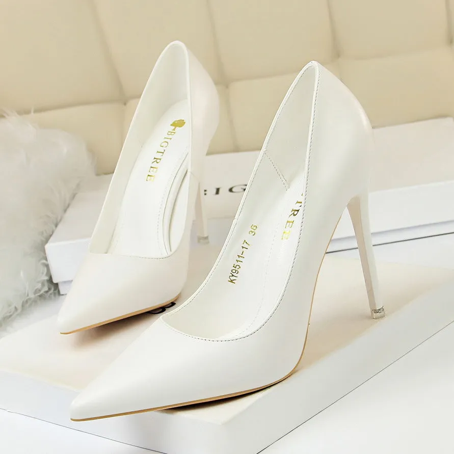 Minimalist slim high heels, women's heel splicing, pointed light top, office women's slim high heels, fashionable women's shoes