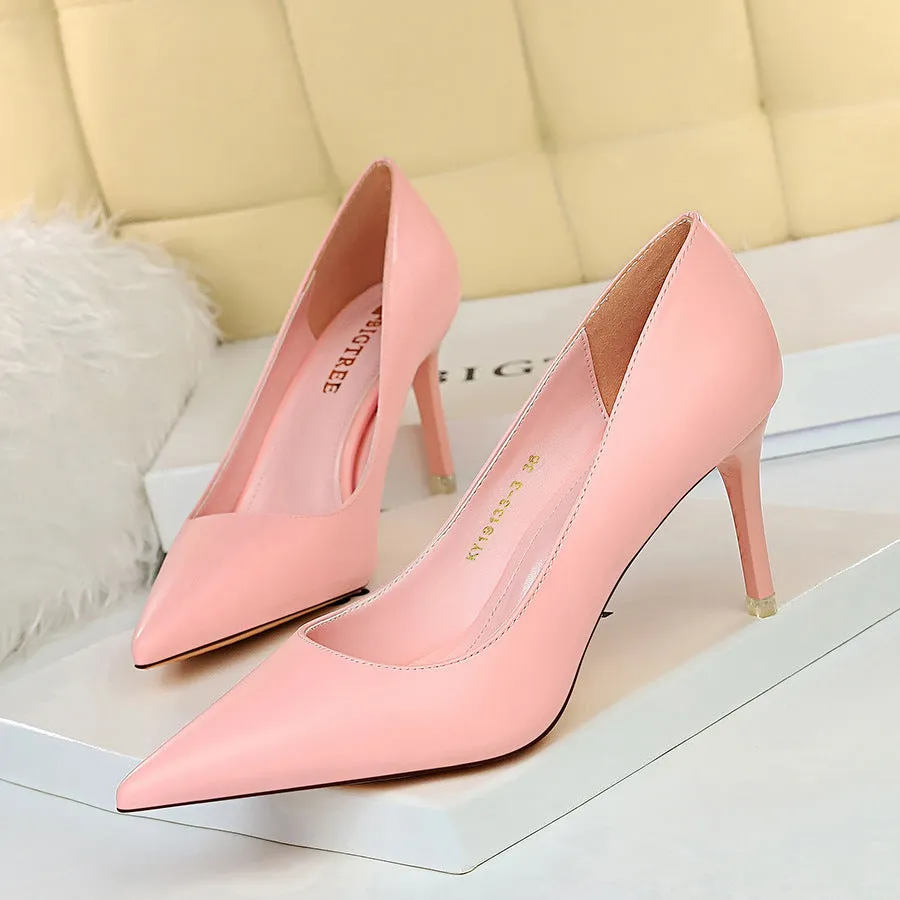 Minimalist slim high heels, women's heel splicing, pointed light top, office women's slim high heels, fashionable women's shoes