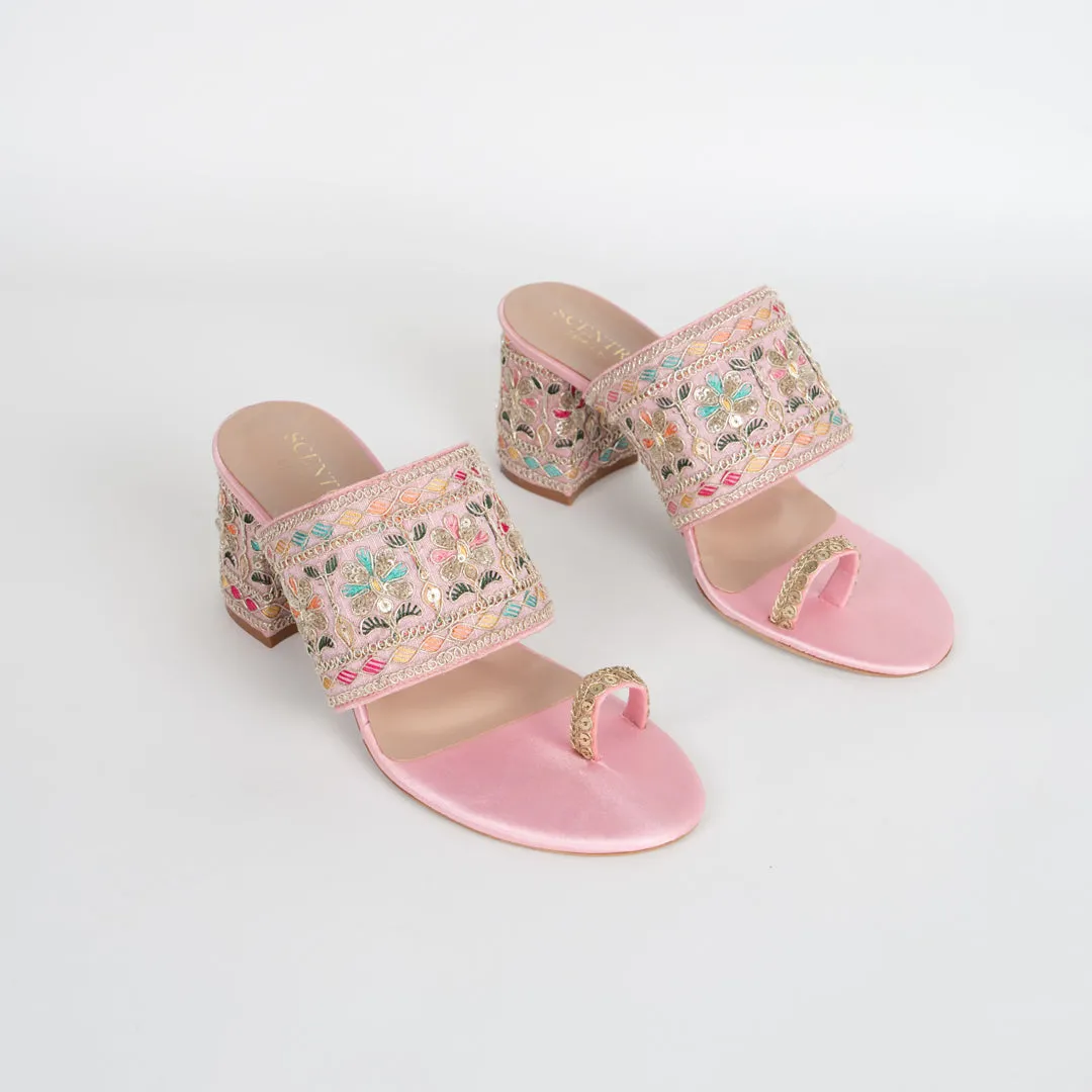 Mira Floral Kolhapuri Block Heels