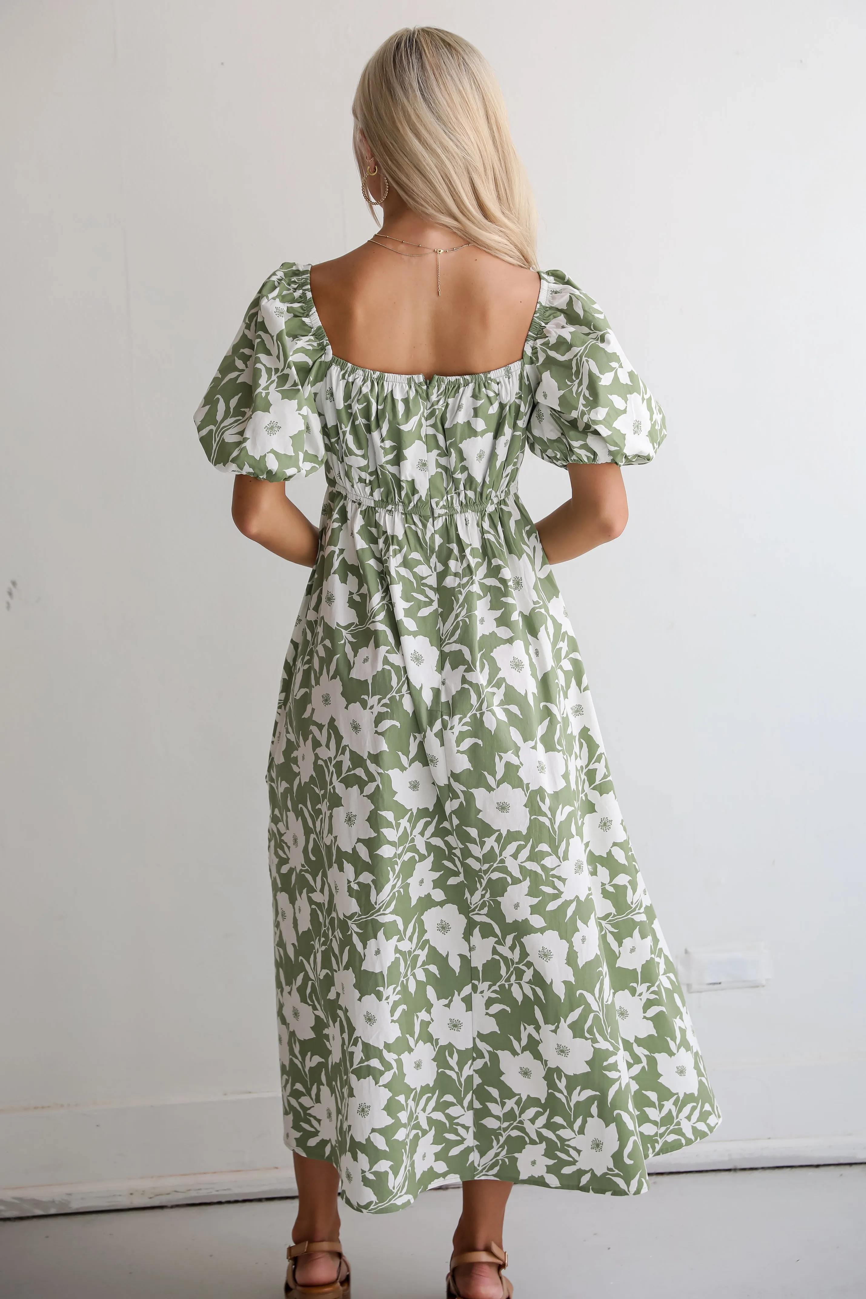 Modern Sweetheart Sage Floral Maxi Dress