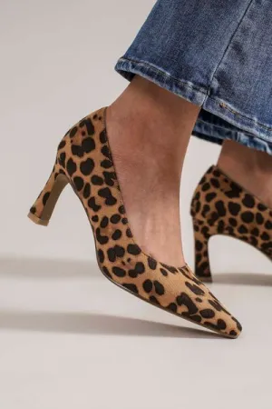 Mona Faux Suede Leopard Pumps