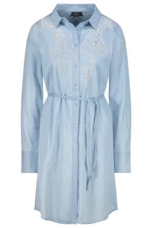 Monari 409056 Blue Denim Shirt Dress With Lace