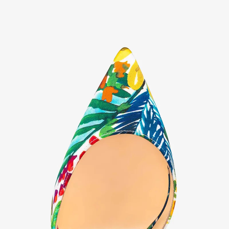 Multi-color Floral Satin Crepe Pumps