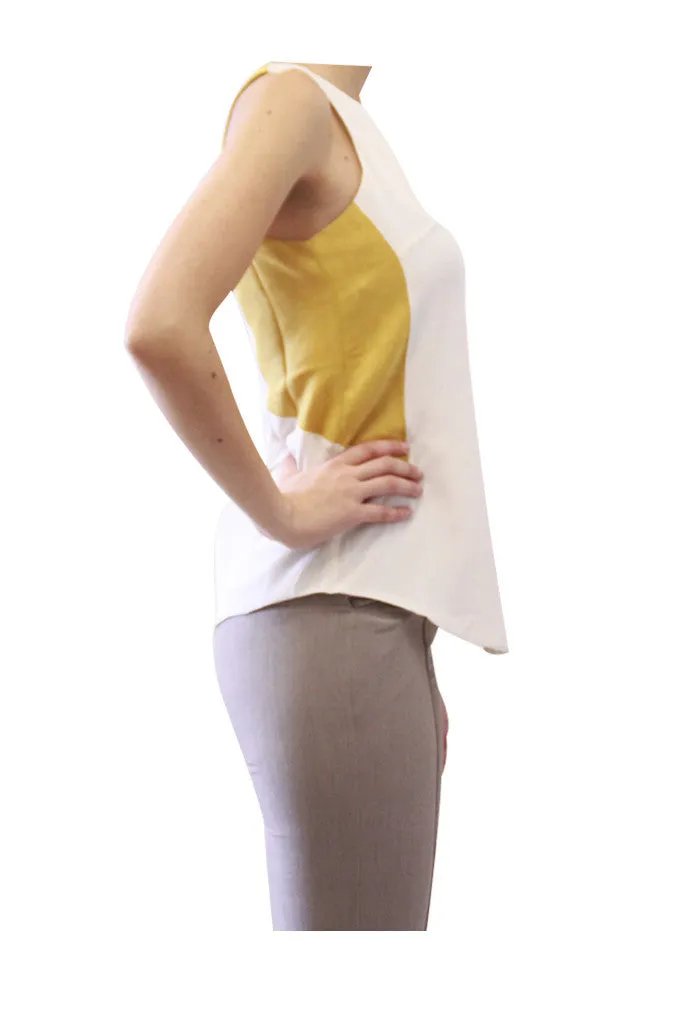 Mustard suede panel & silk top