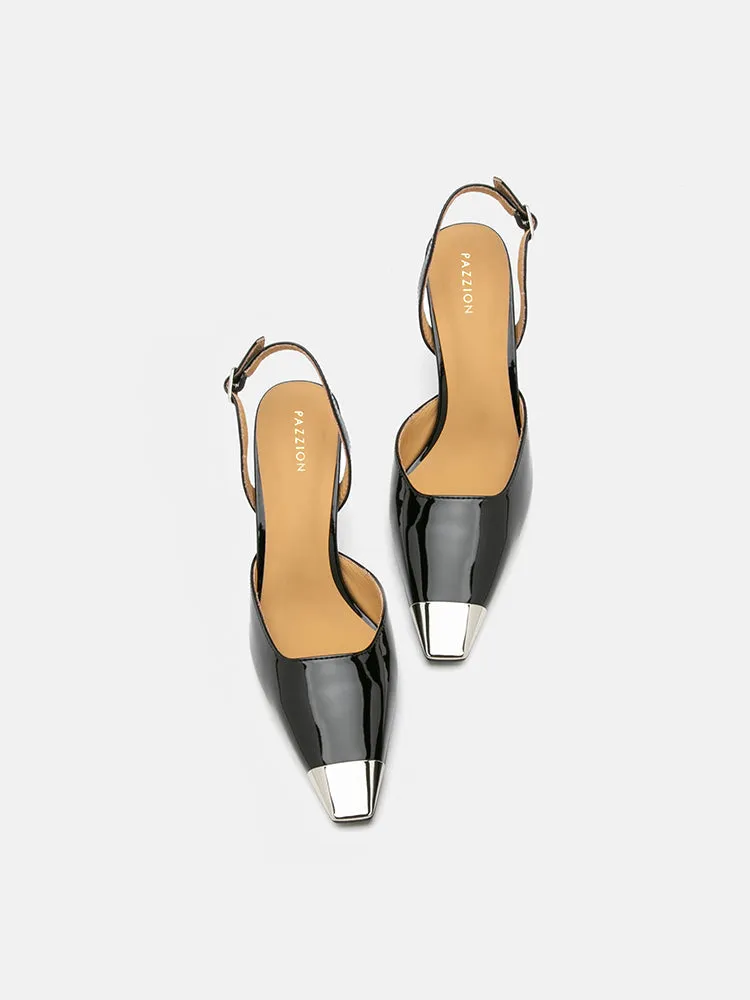 Nadia Metal Toe Cap Slingback Heels