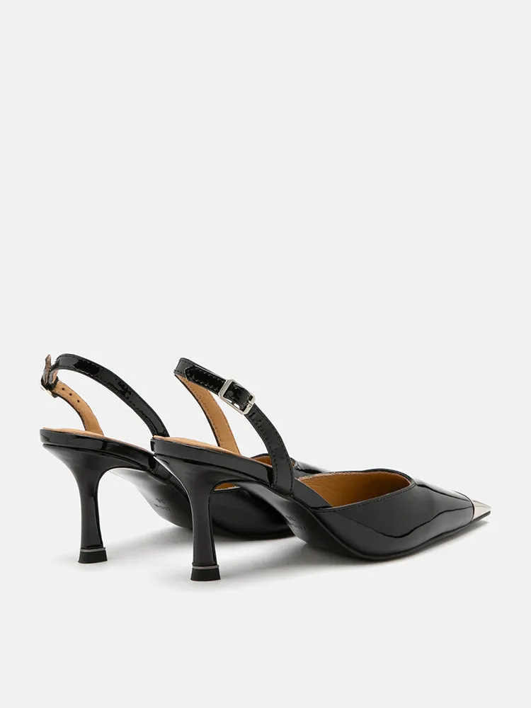 Nadia Metal Toe Cap Slingback Heels