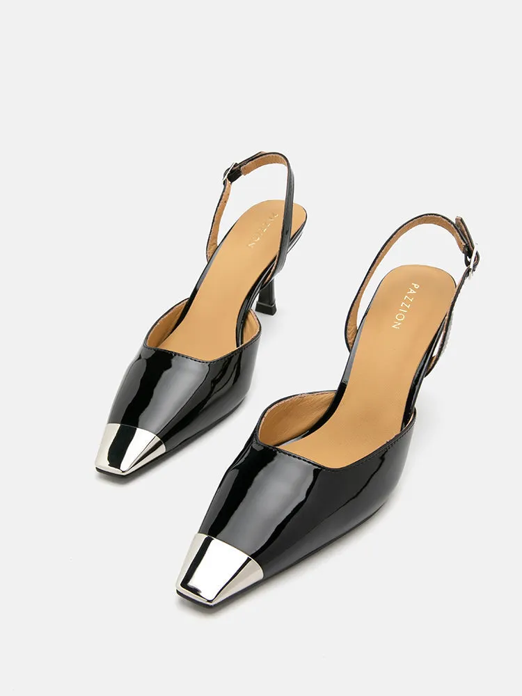 Nadia Metal Toe Cap Slingback Heels