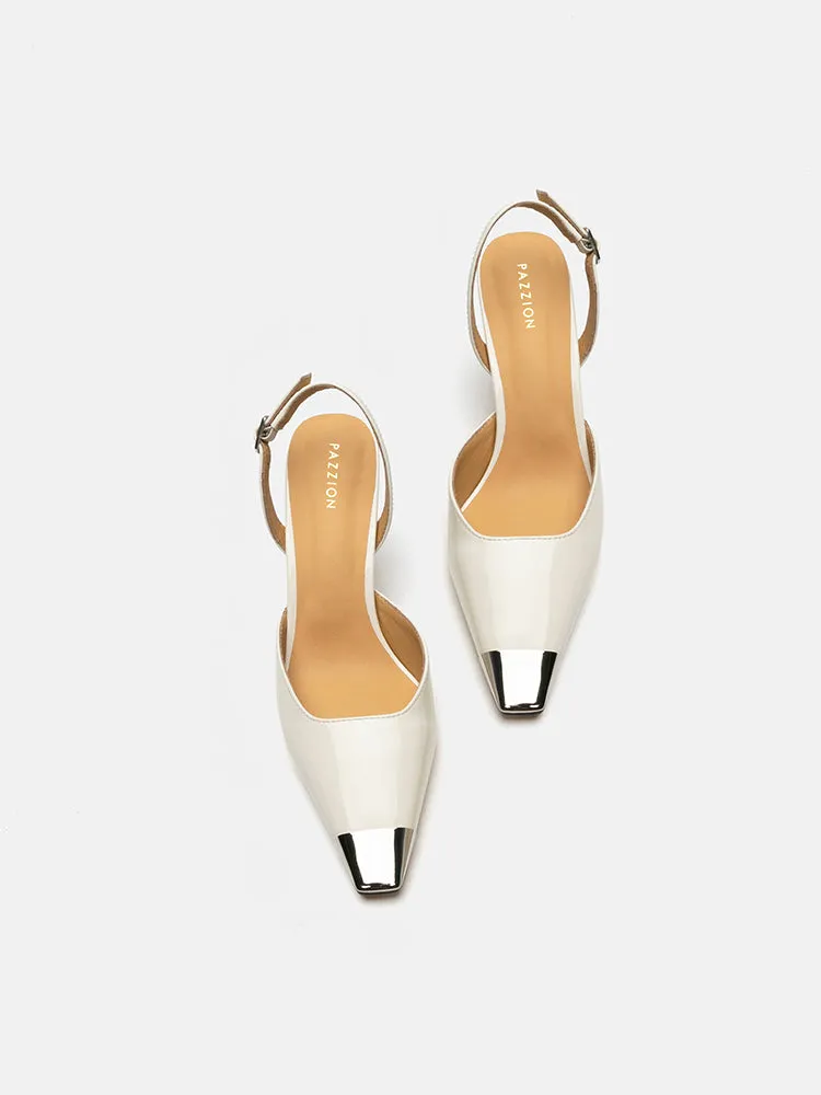 Nadia Metal Toe Cap Slingback Heels