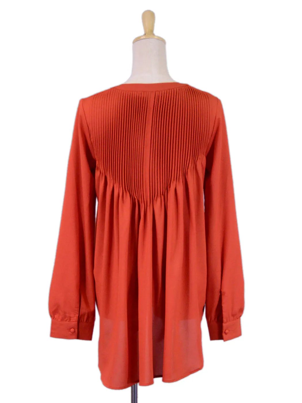 Naked Zebra Band Collar Front Button Up Long Sleeved High Low Woven Blouse
