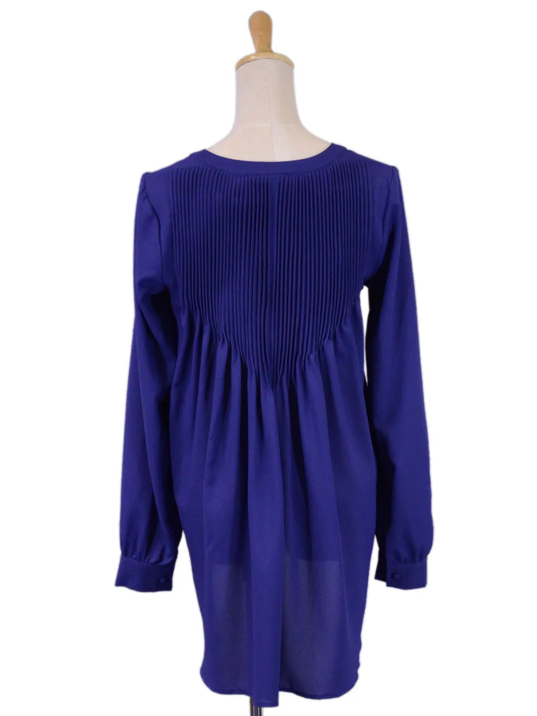 Naked Zebra Band Collar Front Button Up Long Sleeved High Low Woven Blouse
