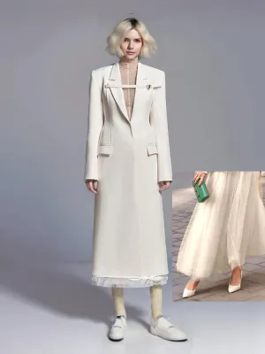 New Women's Two-Piece Set Elegant Party Suit Long Coat   Maxi Mesh Skirt or with Shorts