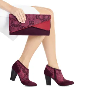 Nicola Wine Mid Heel Ankle Boots & Matching Sydney Bag by Ruby Shoo