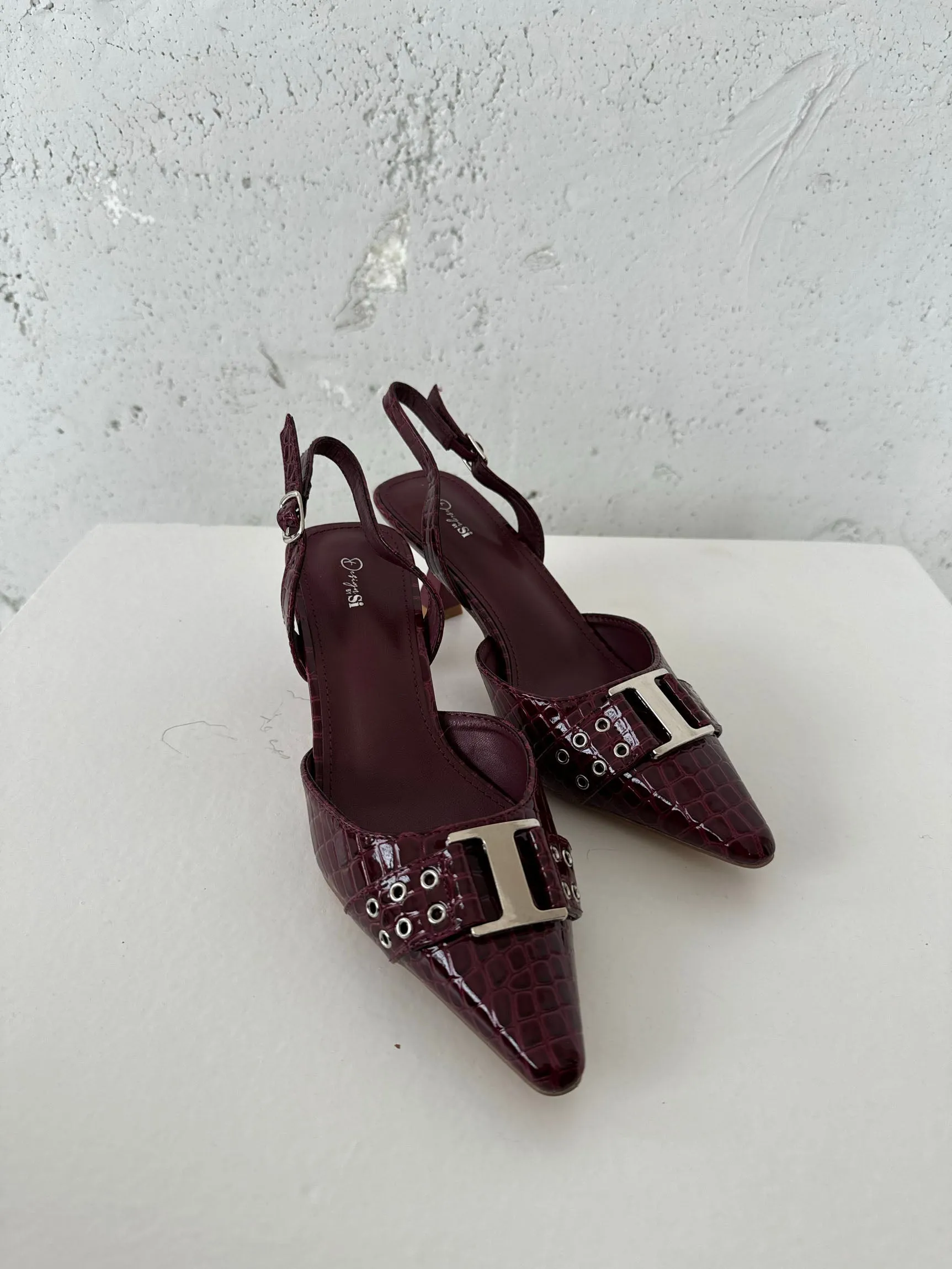 Nida slingback heels with buckle - Burgundy