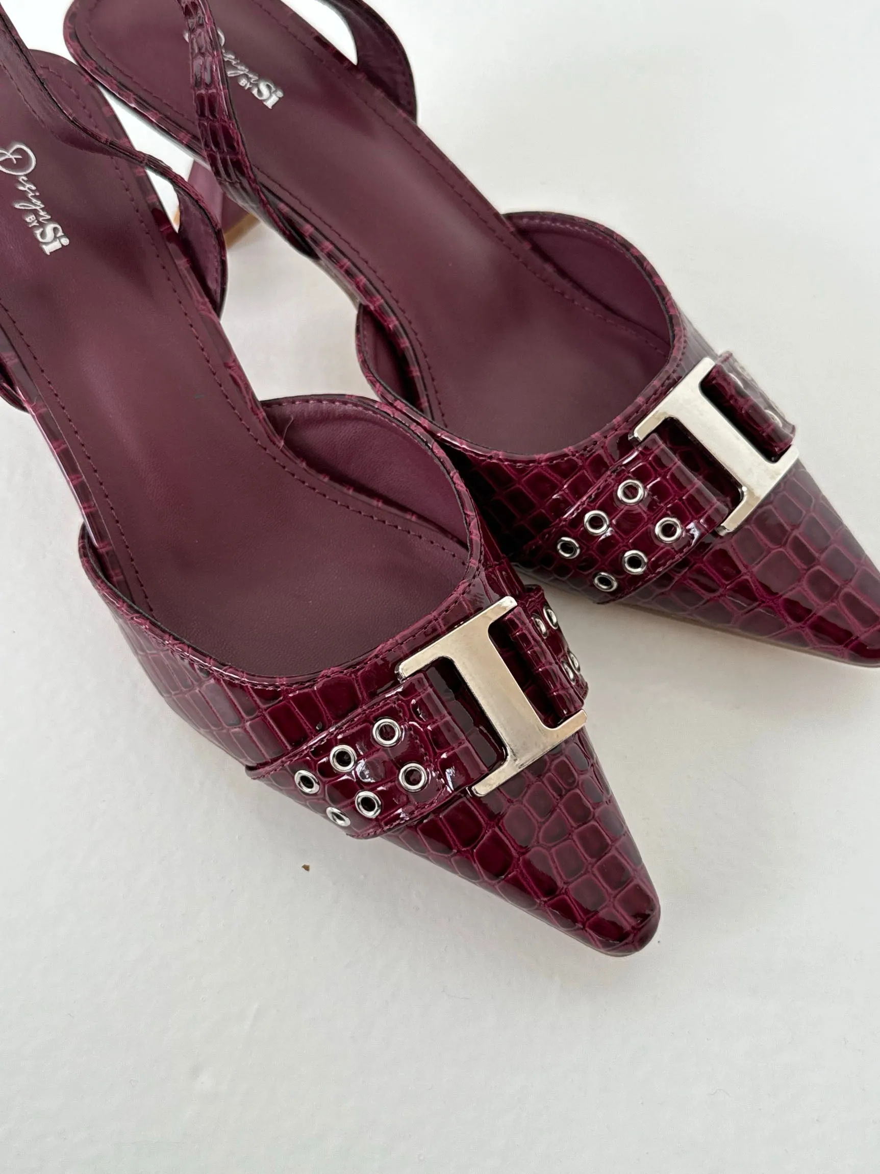 Nida slingback heels with buckle - Burgundy