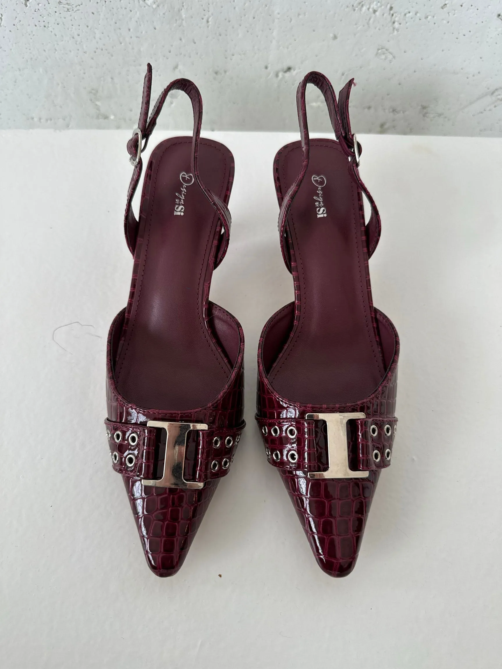 Nida slingback heels with buckle - Burgundy