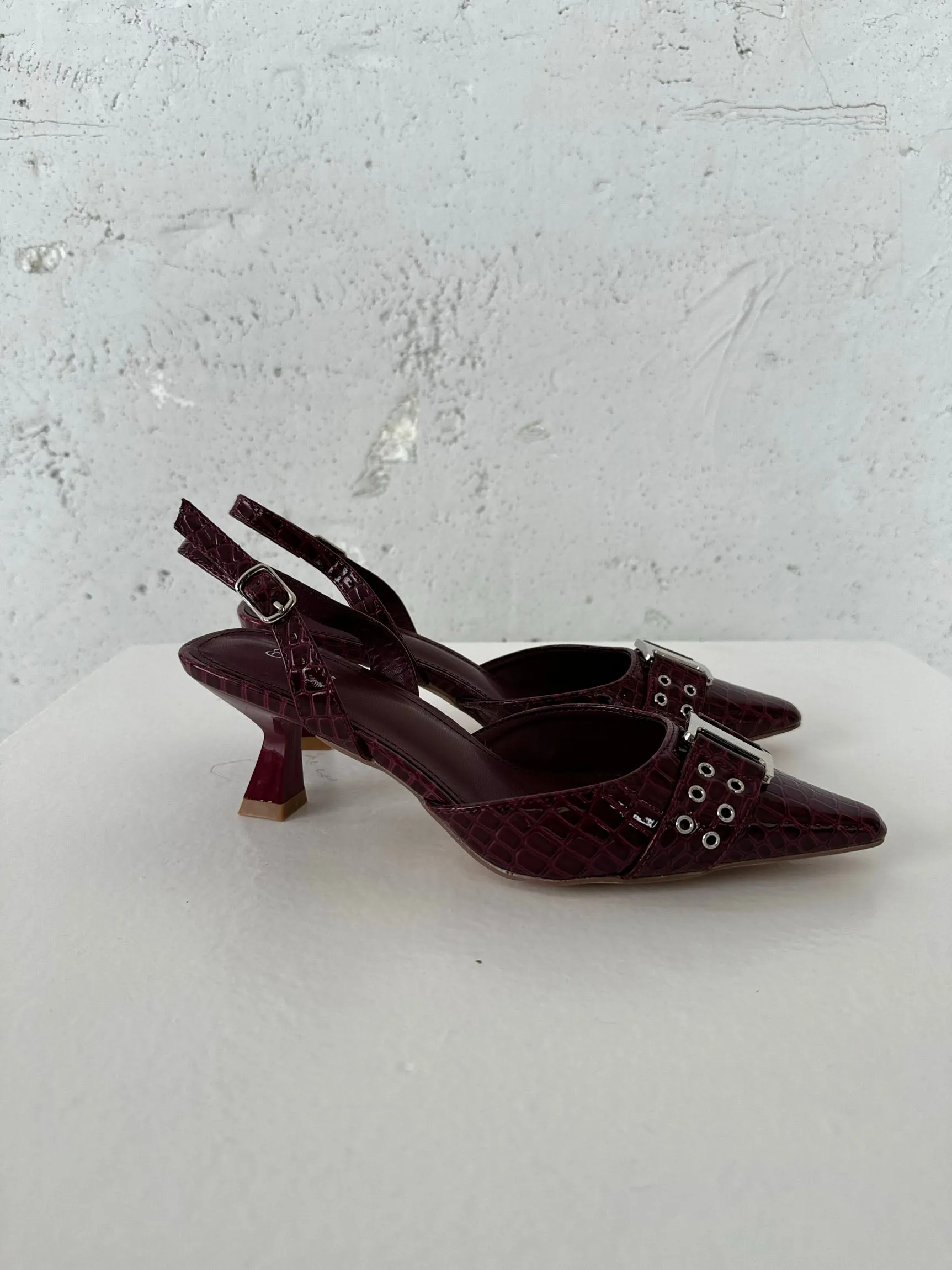 Nida slingback heels with buckle - Burgundy