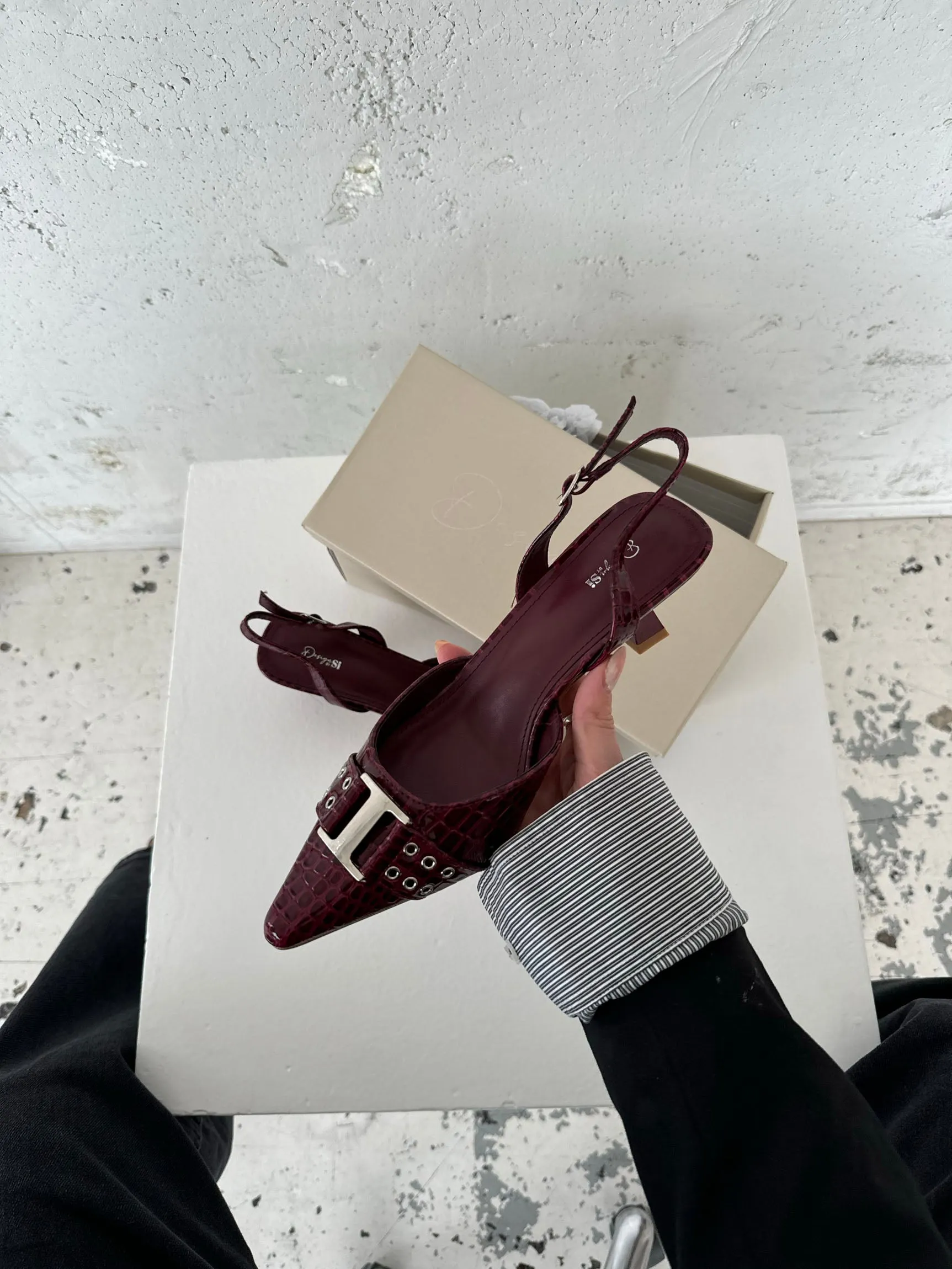 Nida slingback heels with buckle - Burgundy