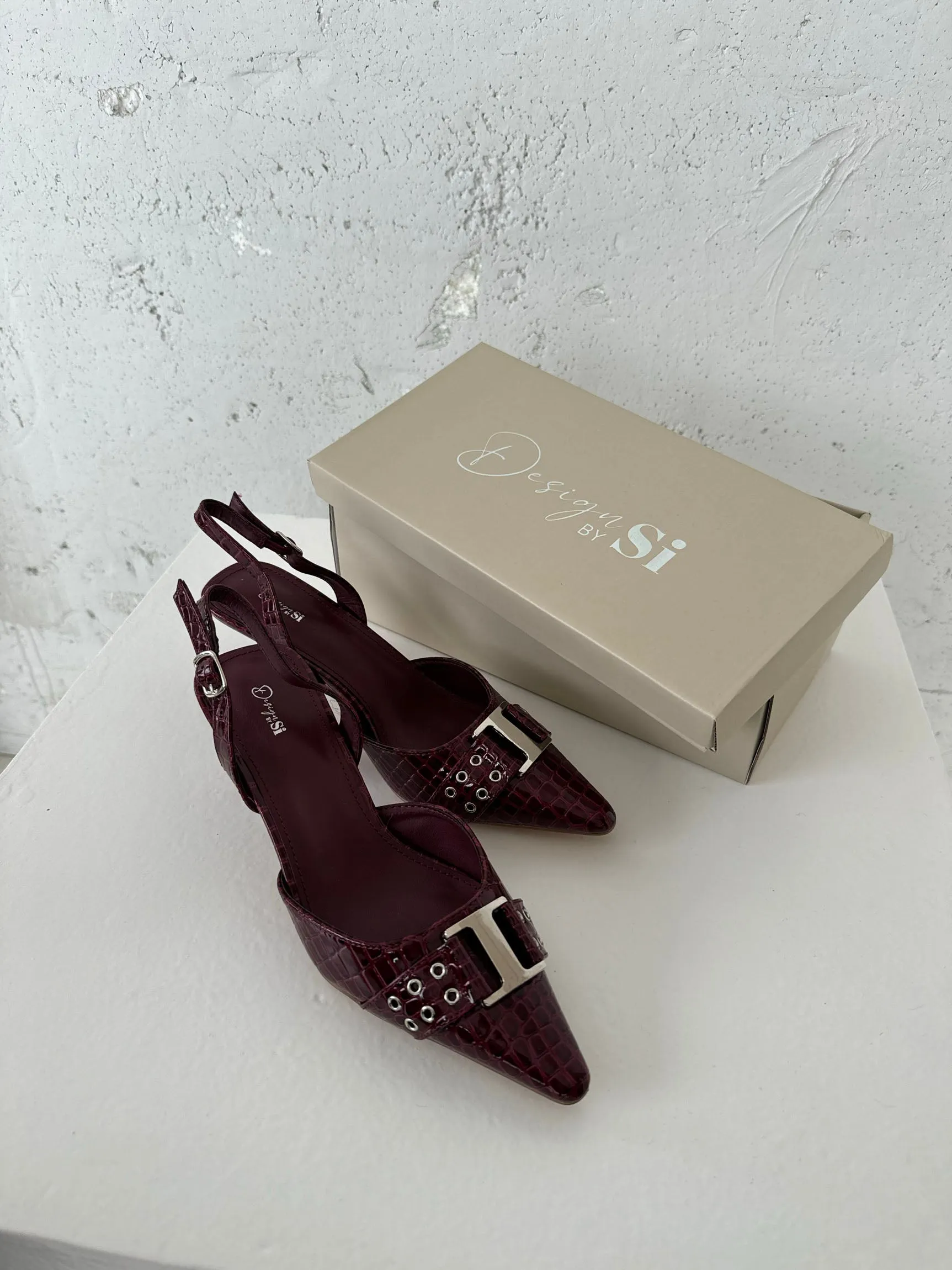 Nida slingback heels with buckle - Burgundy