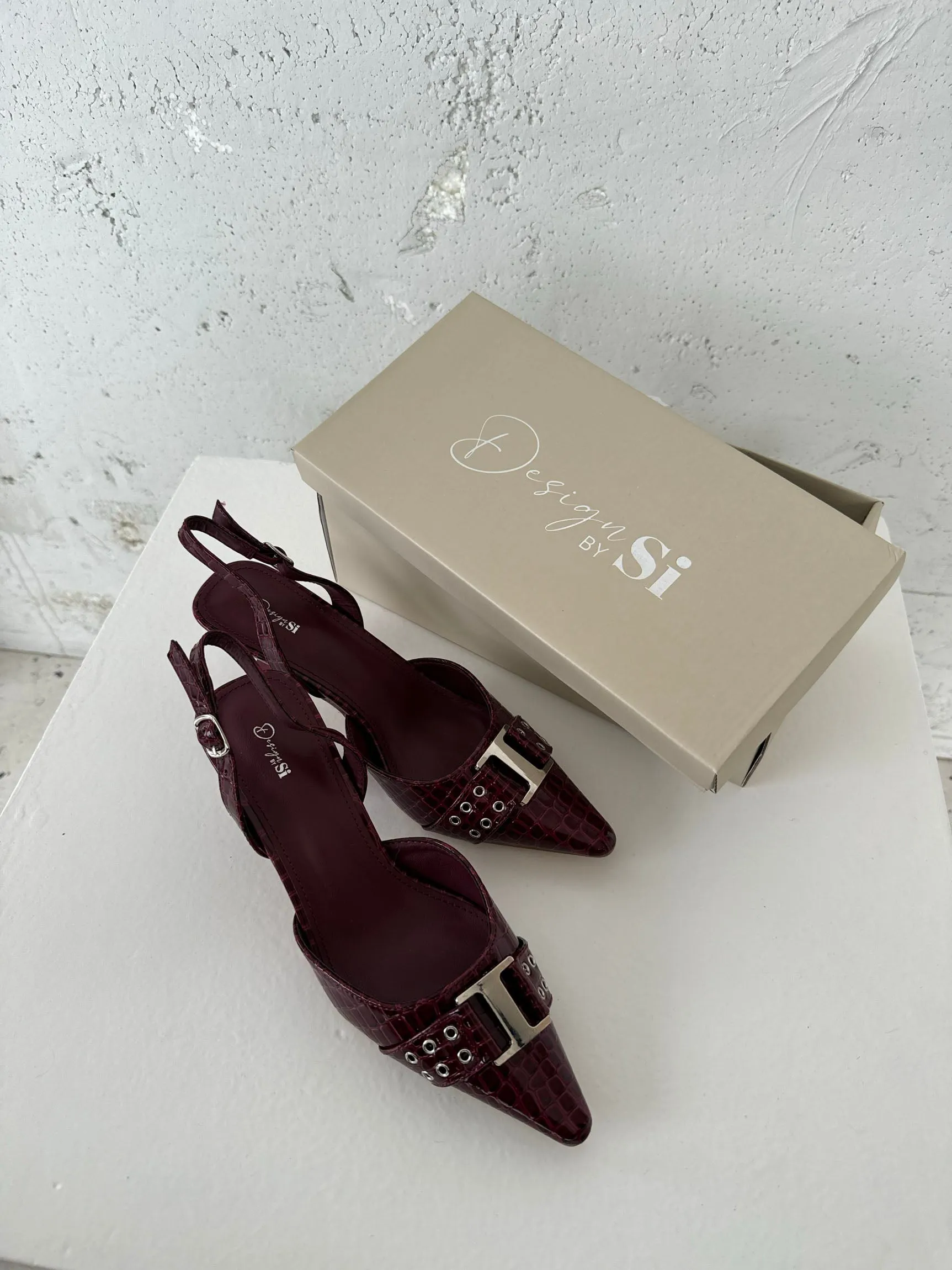 Nida slingback heels with buckle - Burgundy