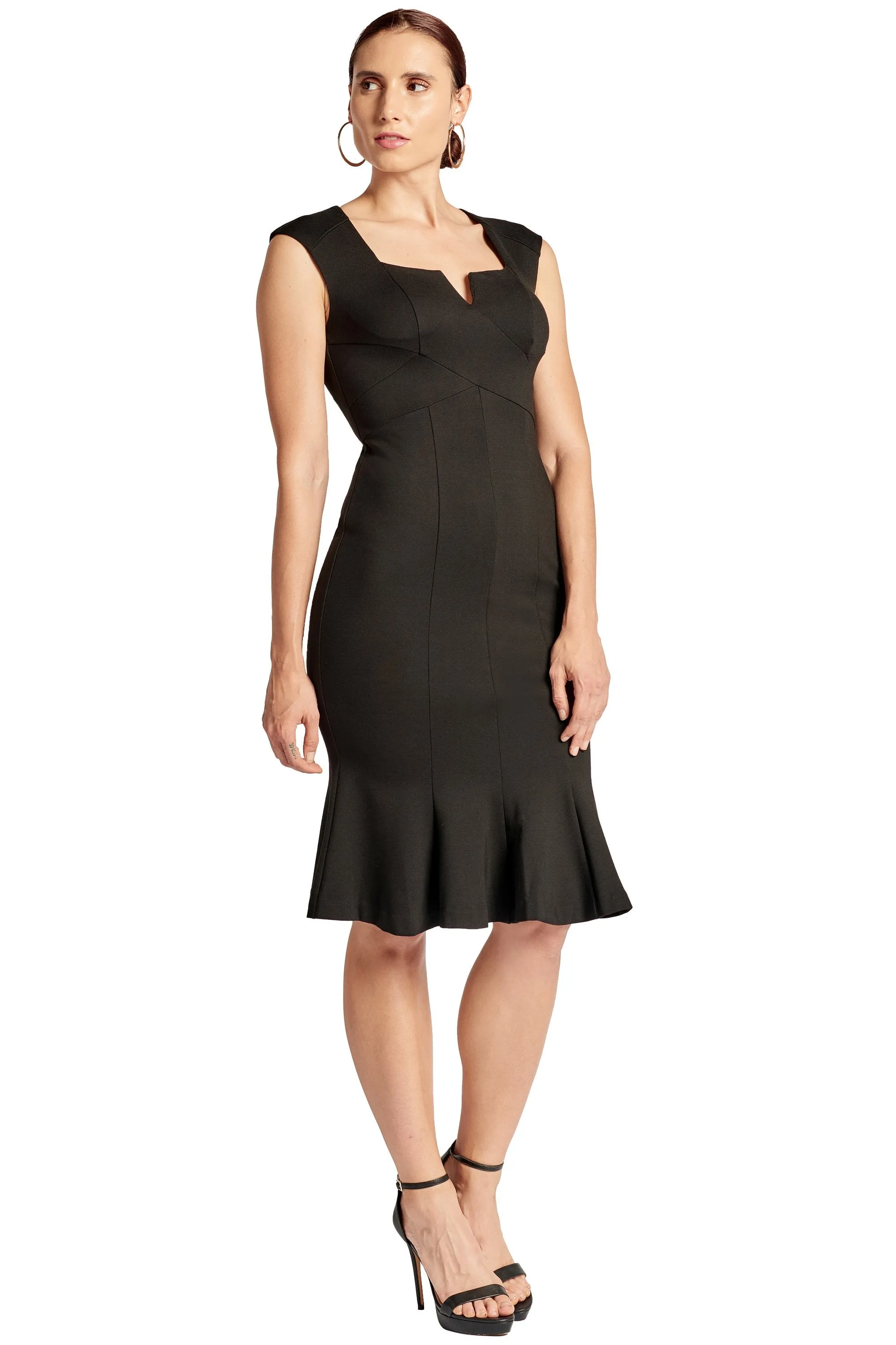 Notch Neck Mermaid Hem Ivy Midi Dress