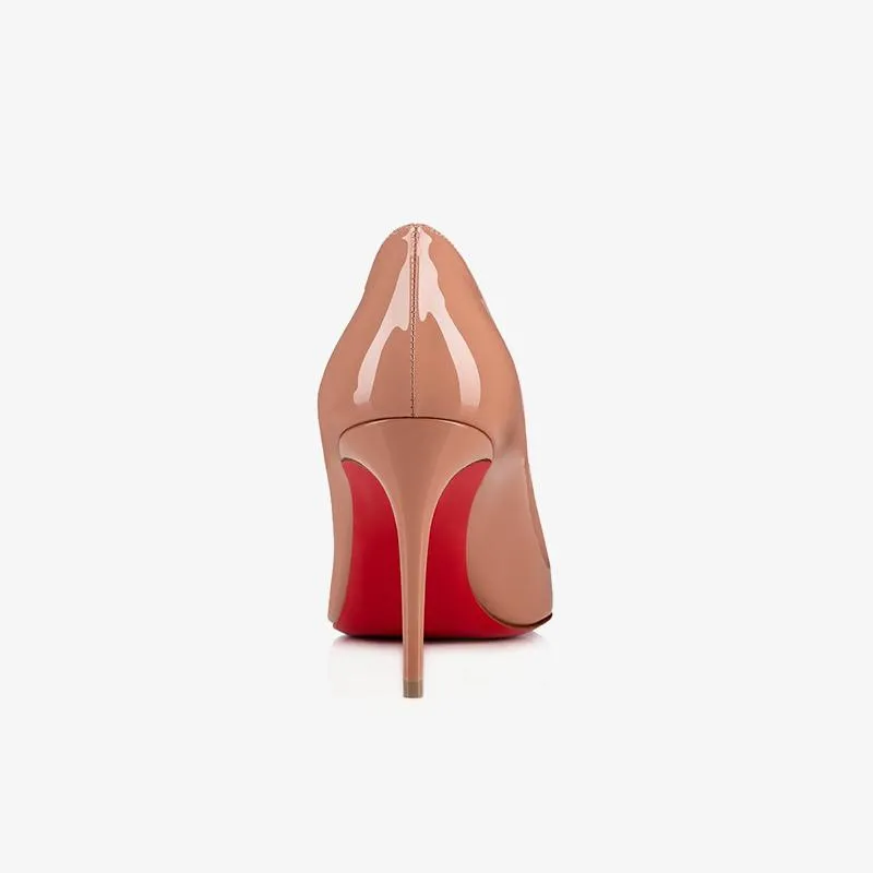 Nude Patent Leather Pointed Pumps 80mm