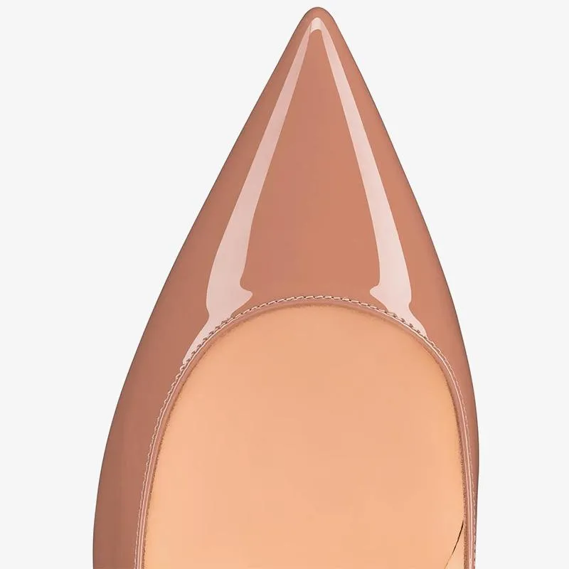 Nude Patent Leather Pointed Pumps 80mm