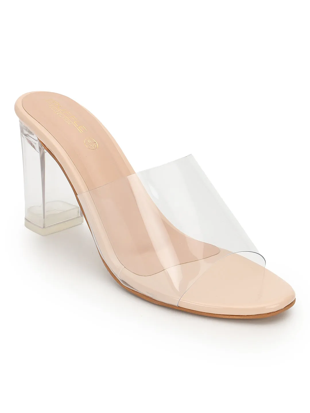 Nude Perspex Stylish Slip-On Block Mules (TC-NK-006-NUD)