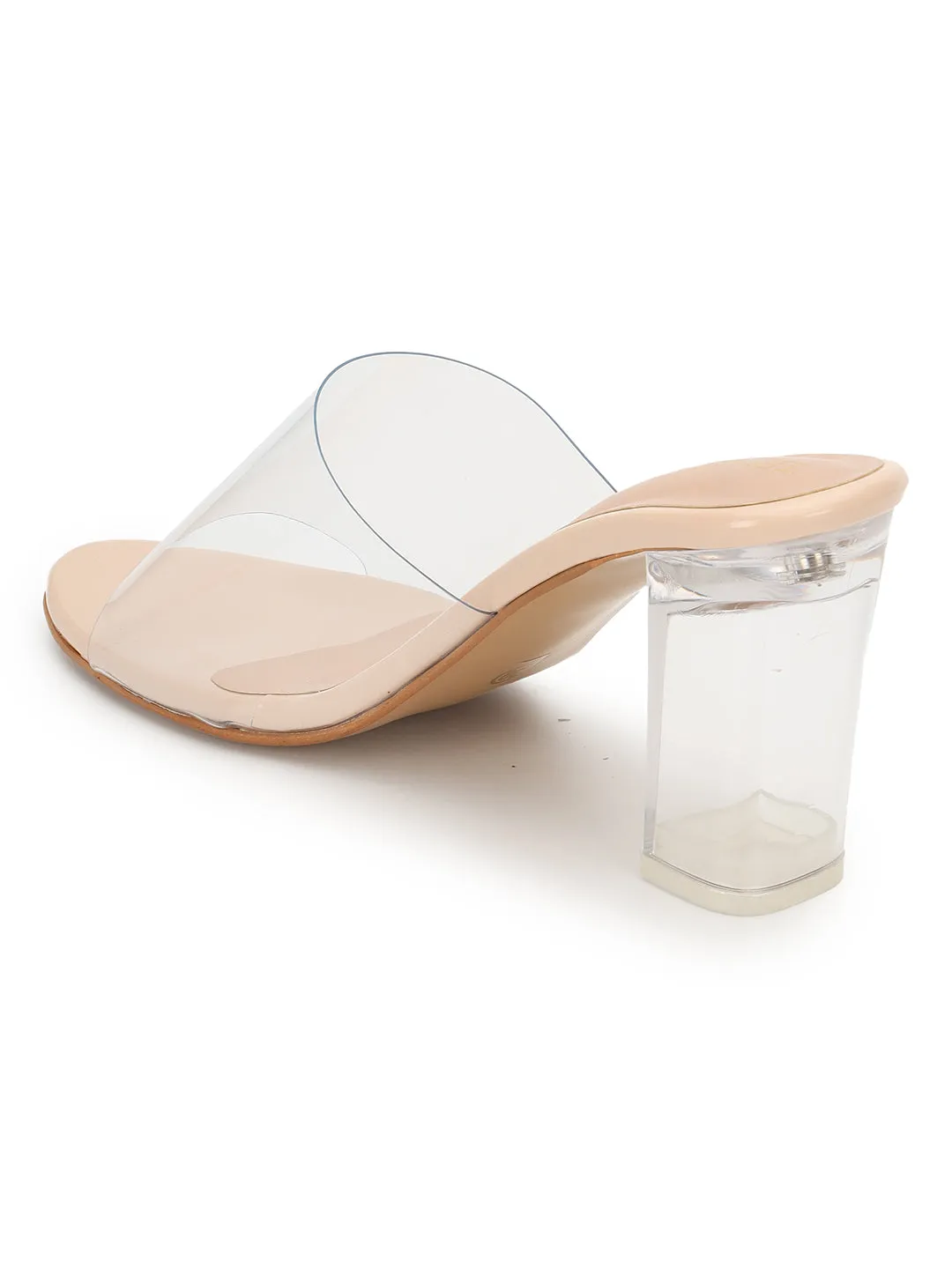 Nude Perspex Stylish Slip-On Block Mules (TC-NK-006-NUD)