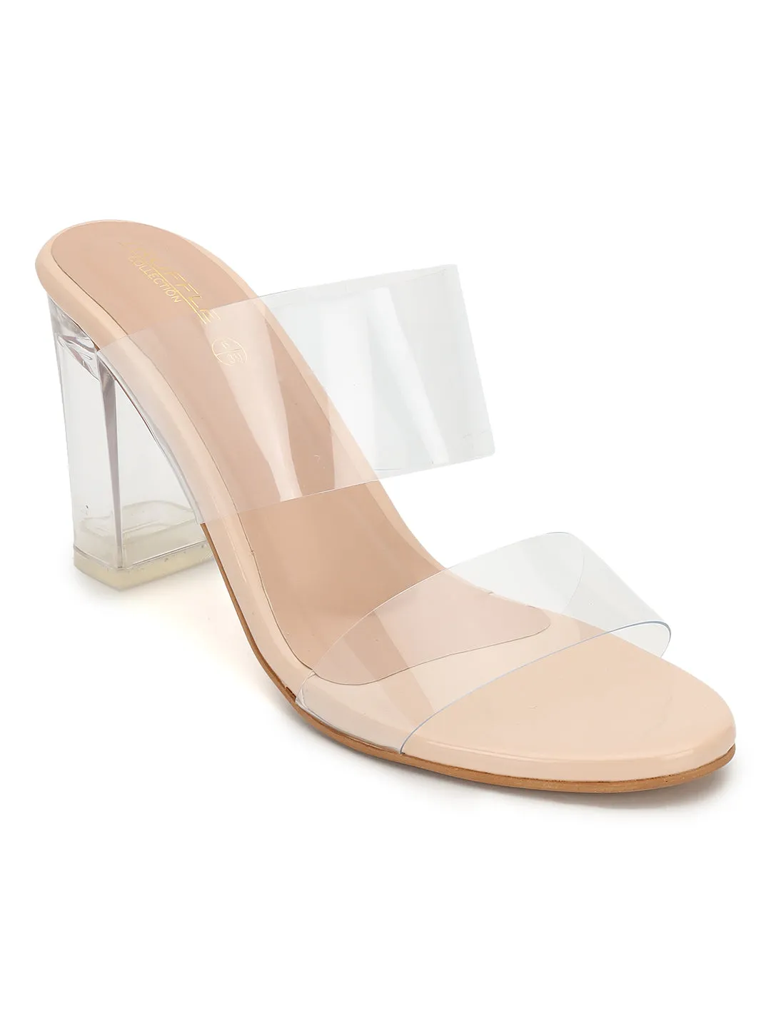 Nude Perspex Stylish Slip-On Block Mules (TC-NK-007-NUD)